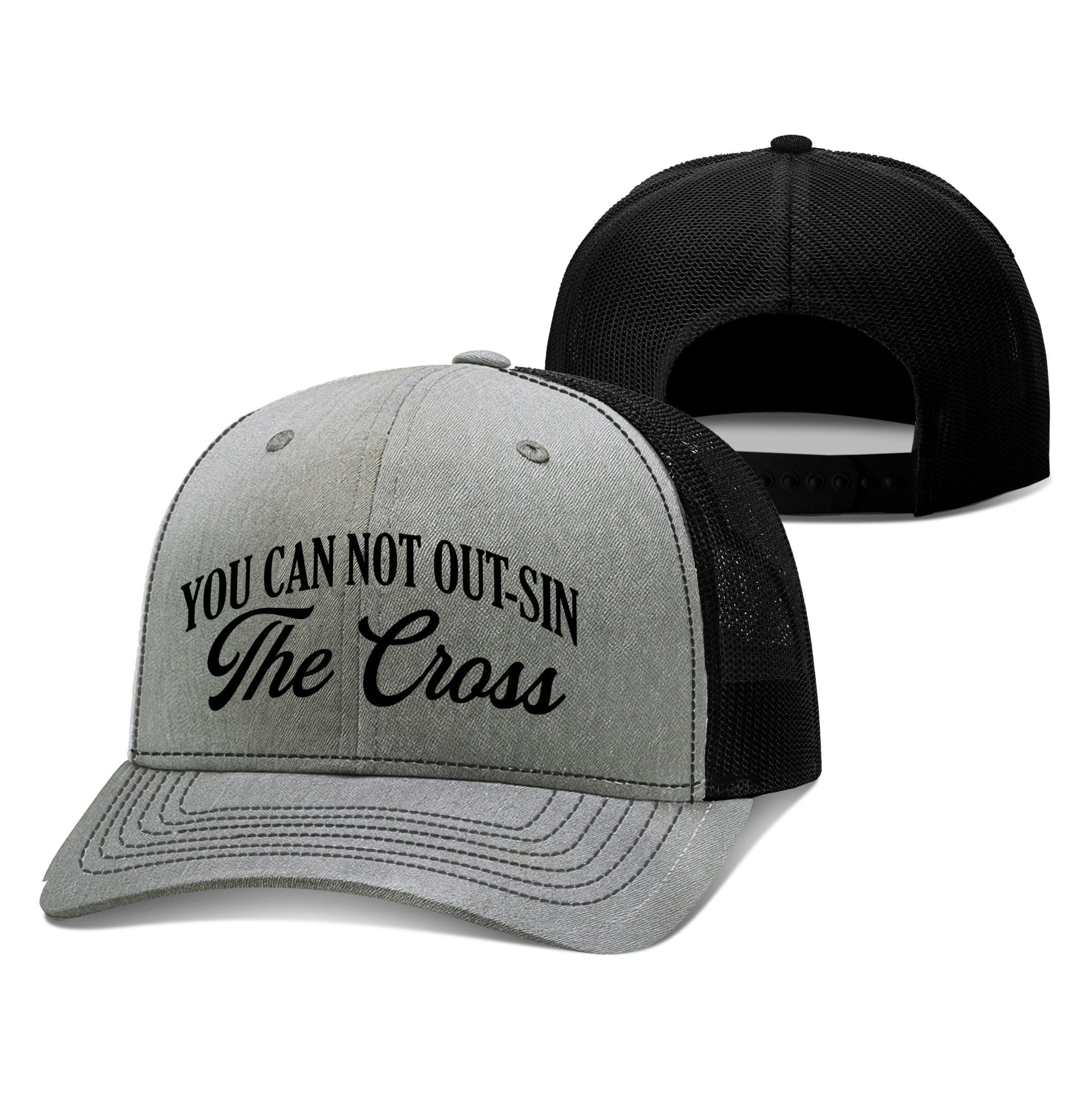 Our True God Hat Snapback / Heather and Black / One Size You Can Not Out-Sin The Cross Richardson Hats