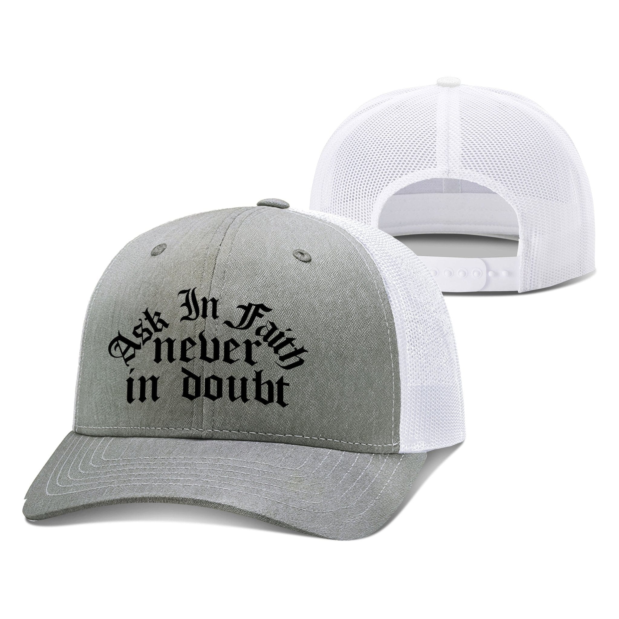 Our True God Hat Snapback / Heather and White / One Size Ask In Faith Never In Doubt Richardson Hats