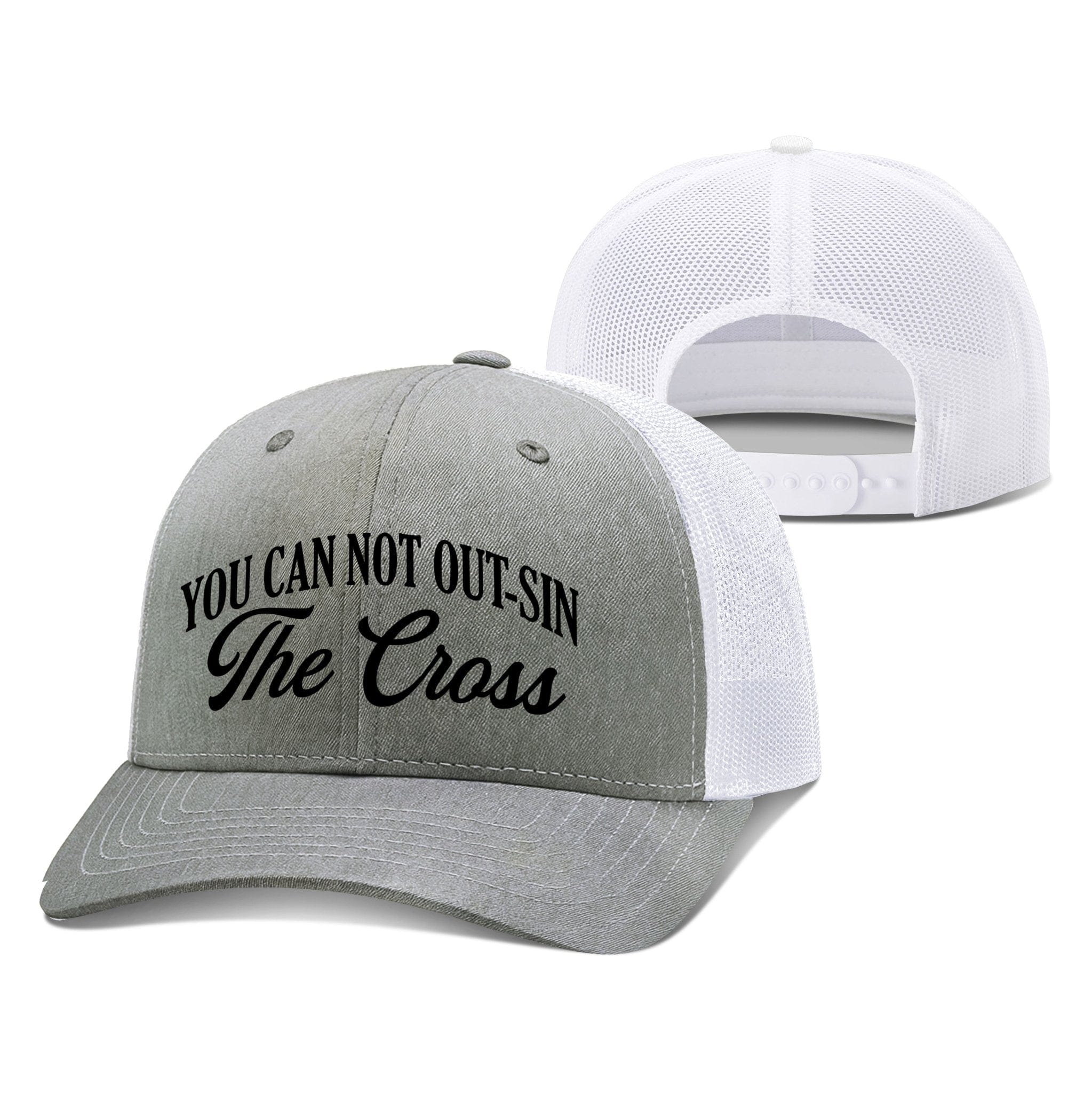 Our True God Hat Snapback / Heather and White / One Size You Can Not Out-Sin The Cross Richardson Hats