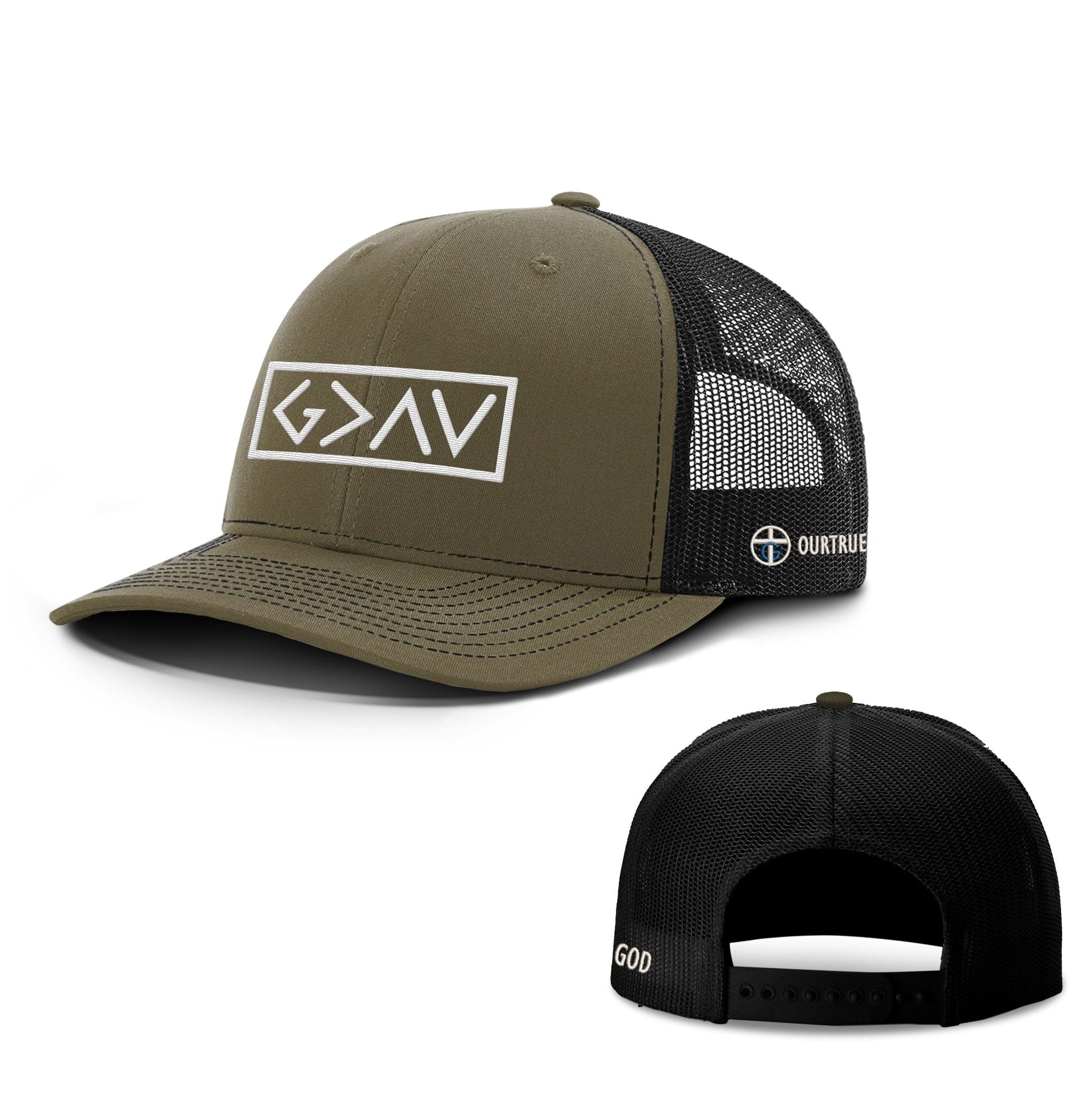 Our True God Hat Snapback / Loden and Black / One Size God is Greater Than the Highs and Lows Richardson Hats