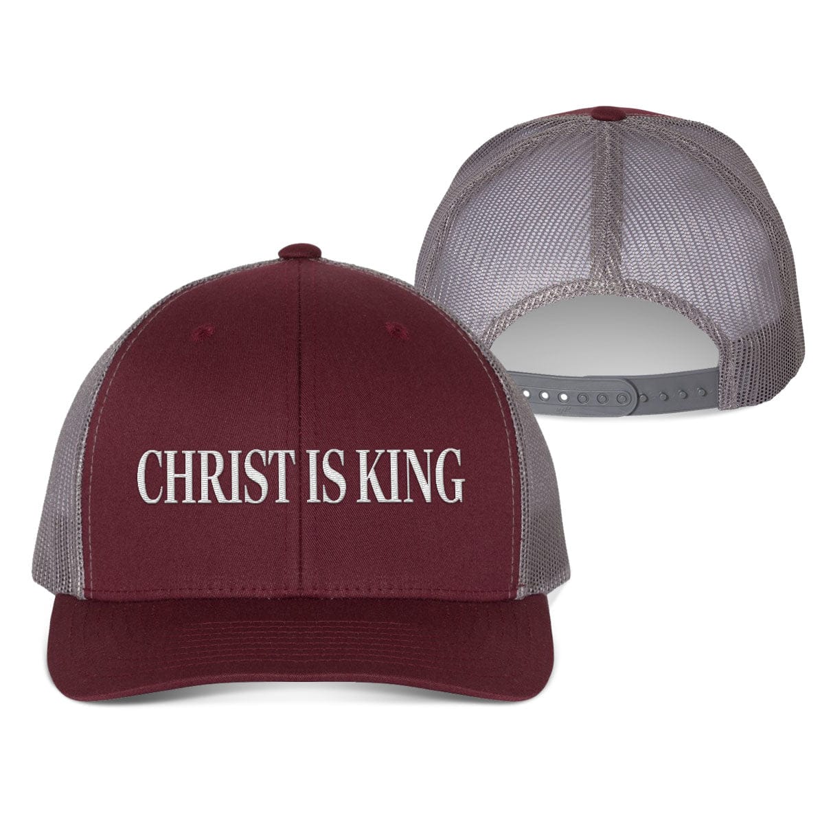 Our True God Hat Snapback / Maroon and Grey / One Size Christ Is King Fall Collection Hats
