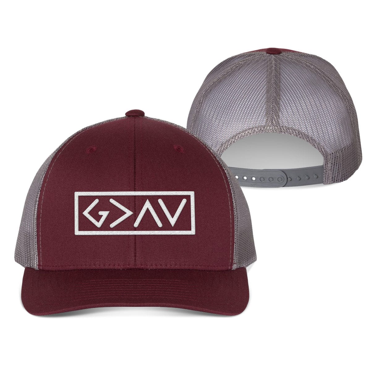 Our True God Hat Snapback / Maroon and Grey / One Size God is Greater Than the Highs and Lows Fall Collection Hats