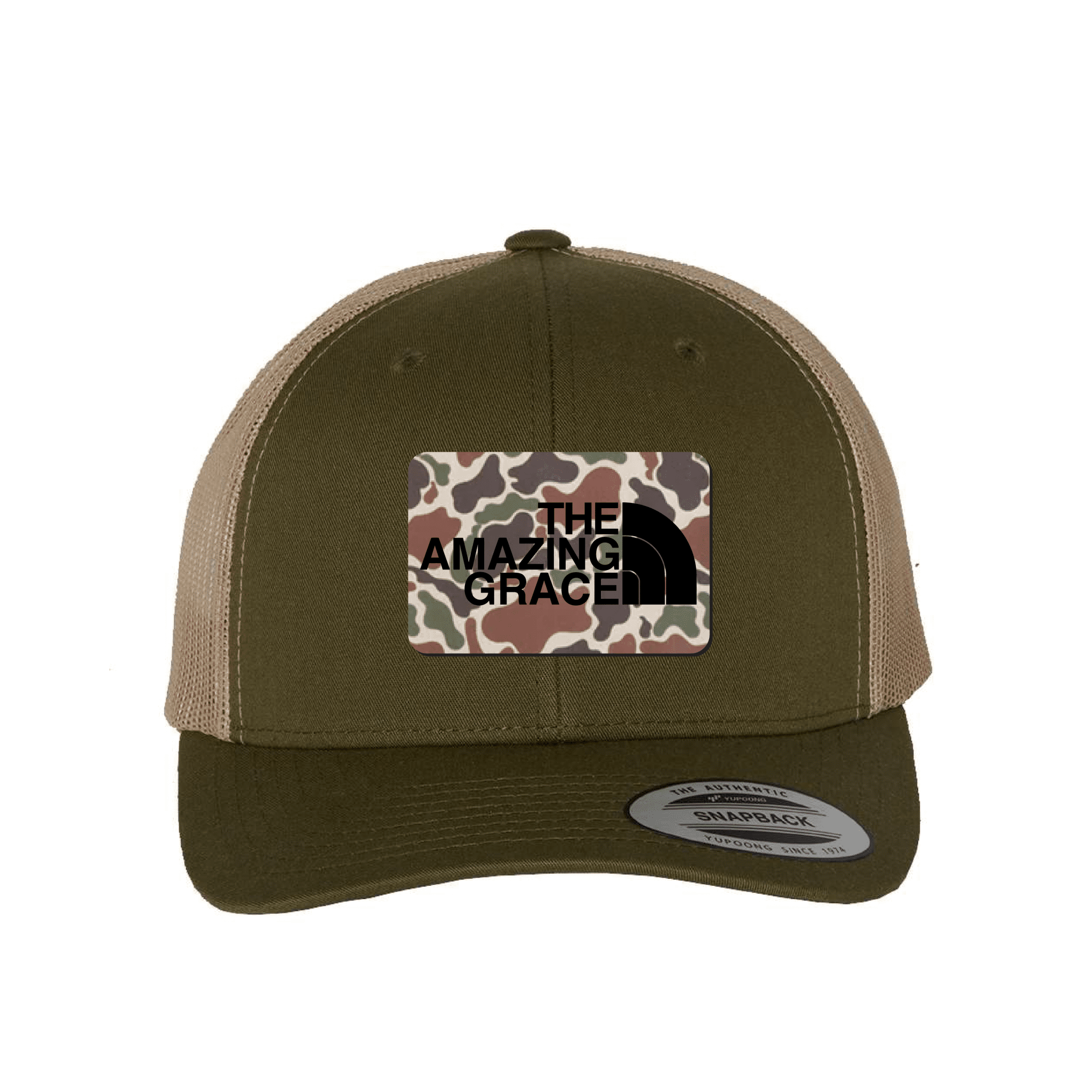 Our True God Hat Snapback / Moss and Khaki / One Size The Amazing Grace Fowl Play Camo Patch Fall Collection Hats