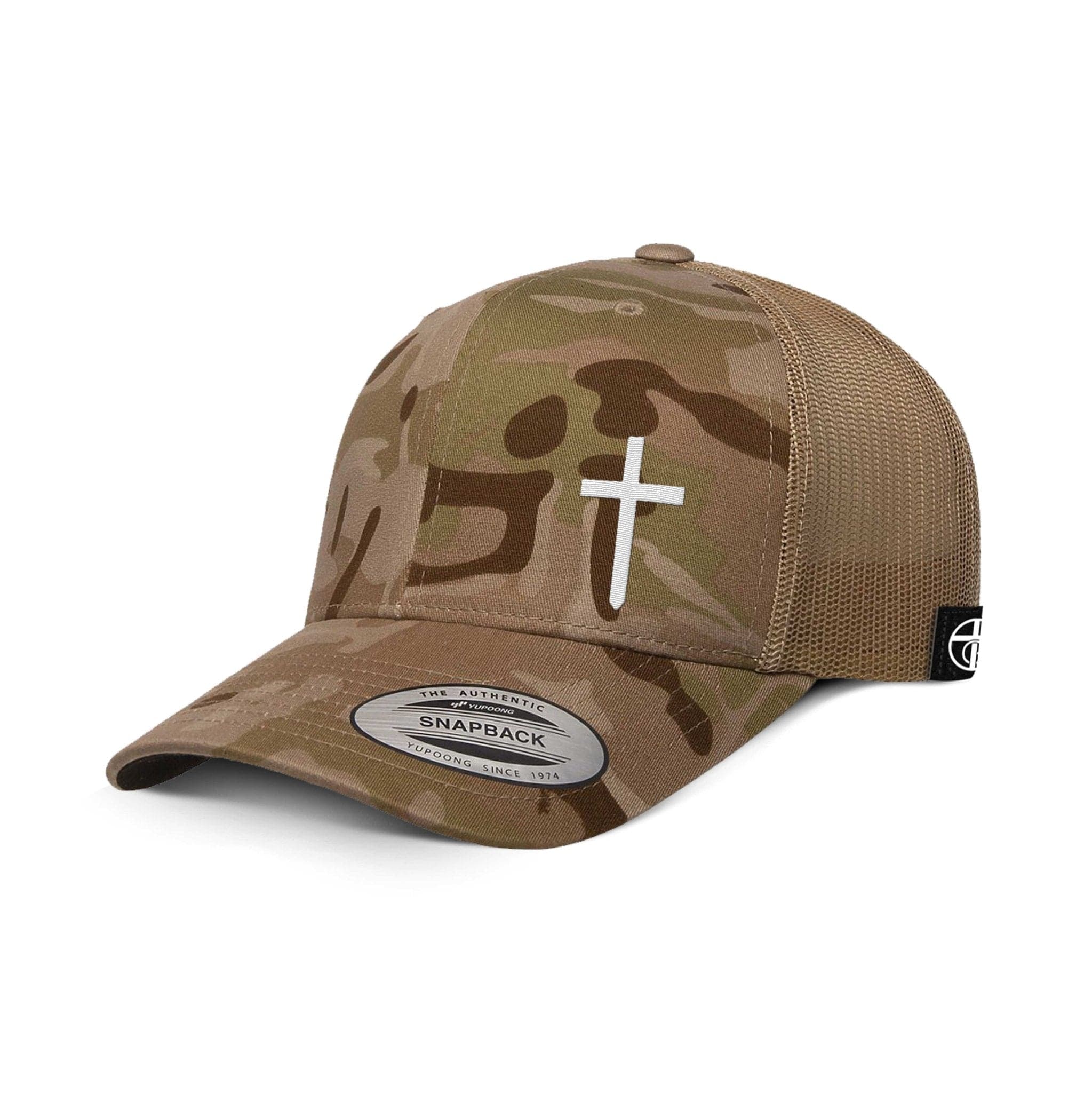 Our True God Hat Snapback / Multicam arid and Tan / One Size Cross Lower Left Camo Hats