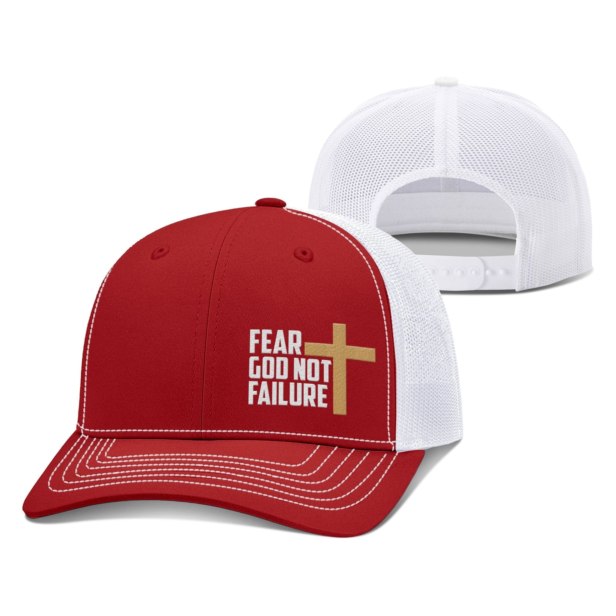 Our True God Hat Snapback / Red And White / One Size Fear God Not Failure Richardson Hats