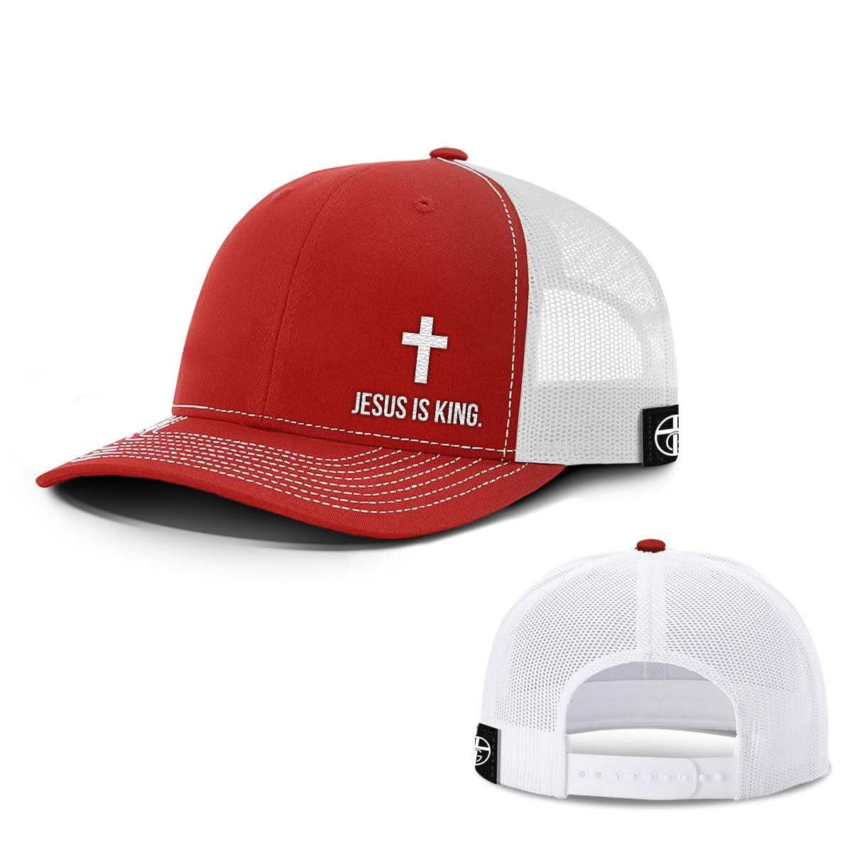 Our True God Hat Snapback / Red And White / One Size Jesus is King Lower Left Hats