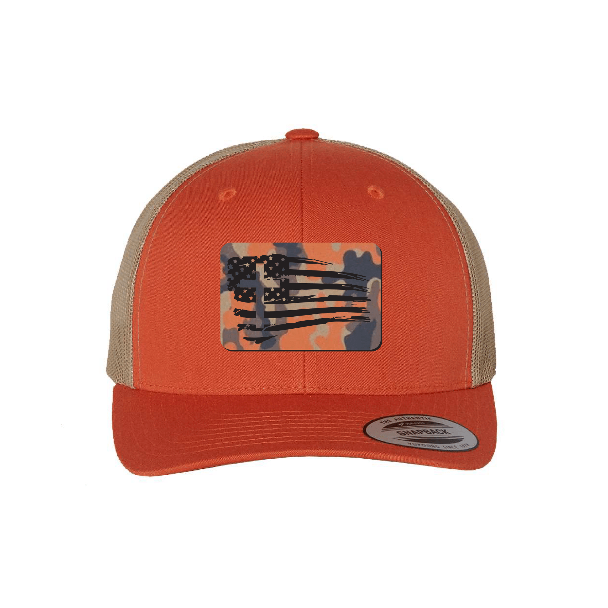 Our True God Hat Snapback / Rustic Orange and Khaki / One Size Tattered Flag Cross Orange Camo Patch Fall Collection Hats