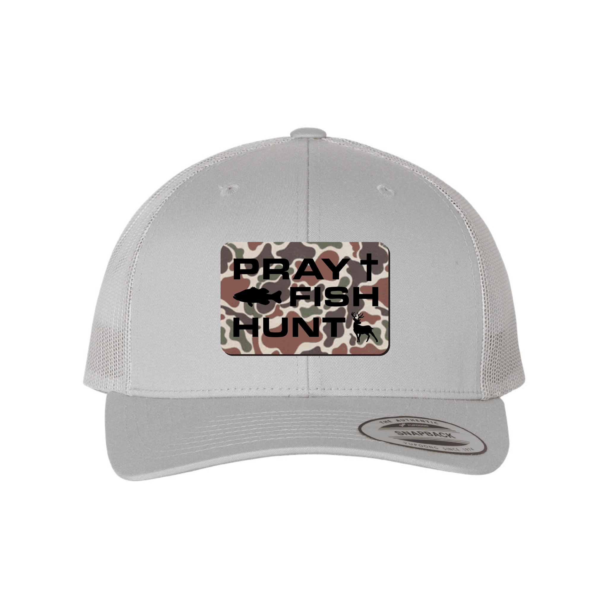 Our True God Hat Snapback / Silver / One Size Pray Fish Hunt Fowl Play Camo Patch Fall Collection Hats