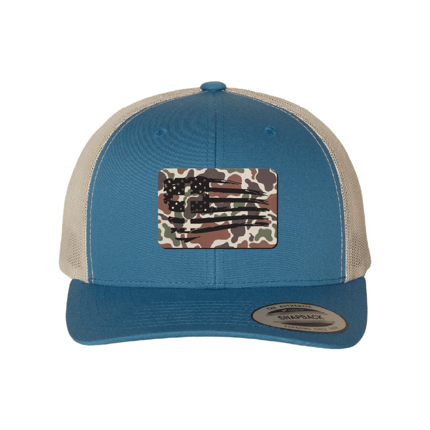 Our True God Hat Snapback / Steel Blue and Silver / One Size Tattered Flag Cross Fowl Play Camo Patch Fall Collection Hats