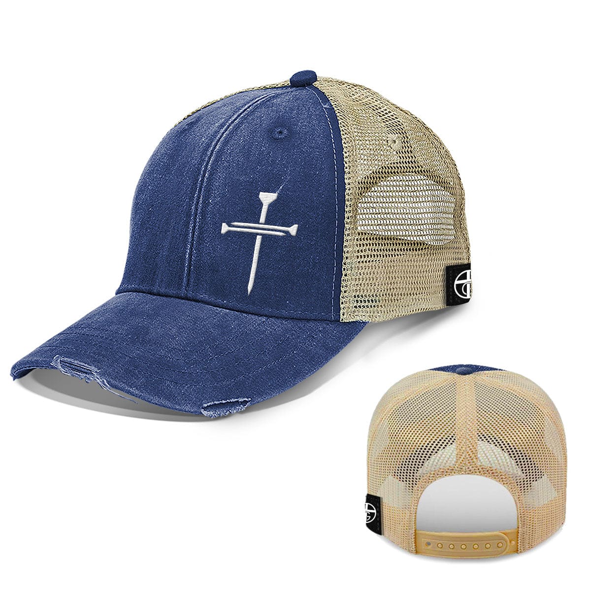 Our True God Hat Trucker / Royal Blue / One Size Nail Cross Lower Left Trucker Hats