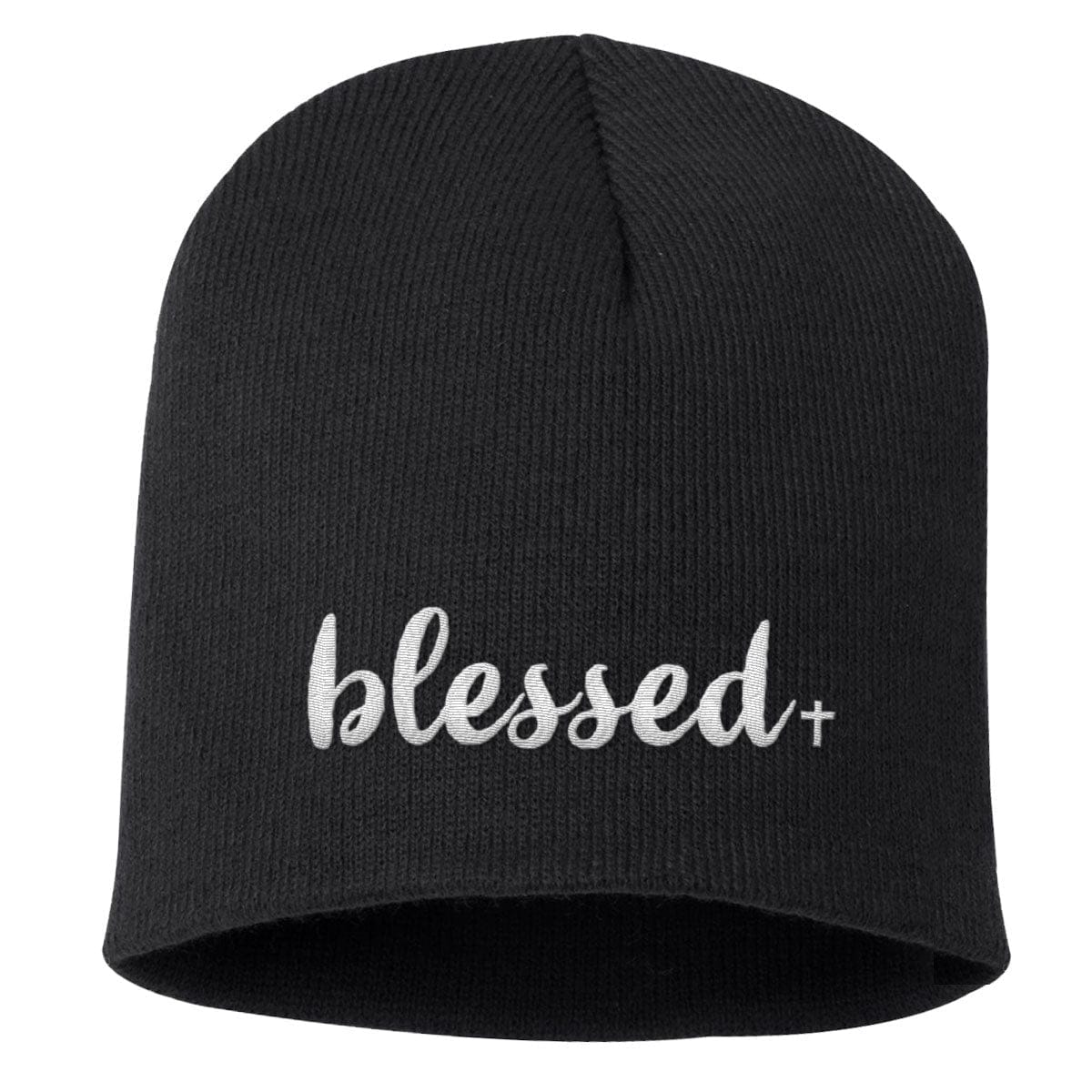 Our True God Hat Uncuffed Beanies / Black / One Size Blessed Cross Beanies