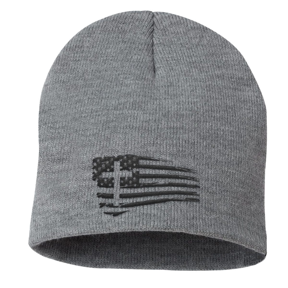 Our True God Hat Uncuffed Beanies / Grey / One Size Tattered Flag Cross Beanies