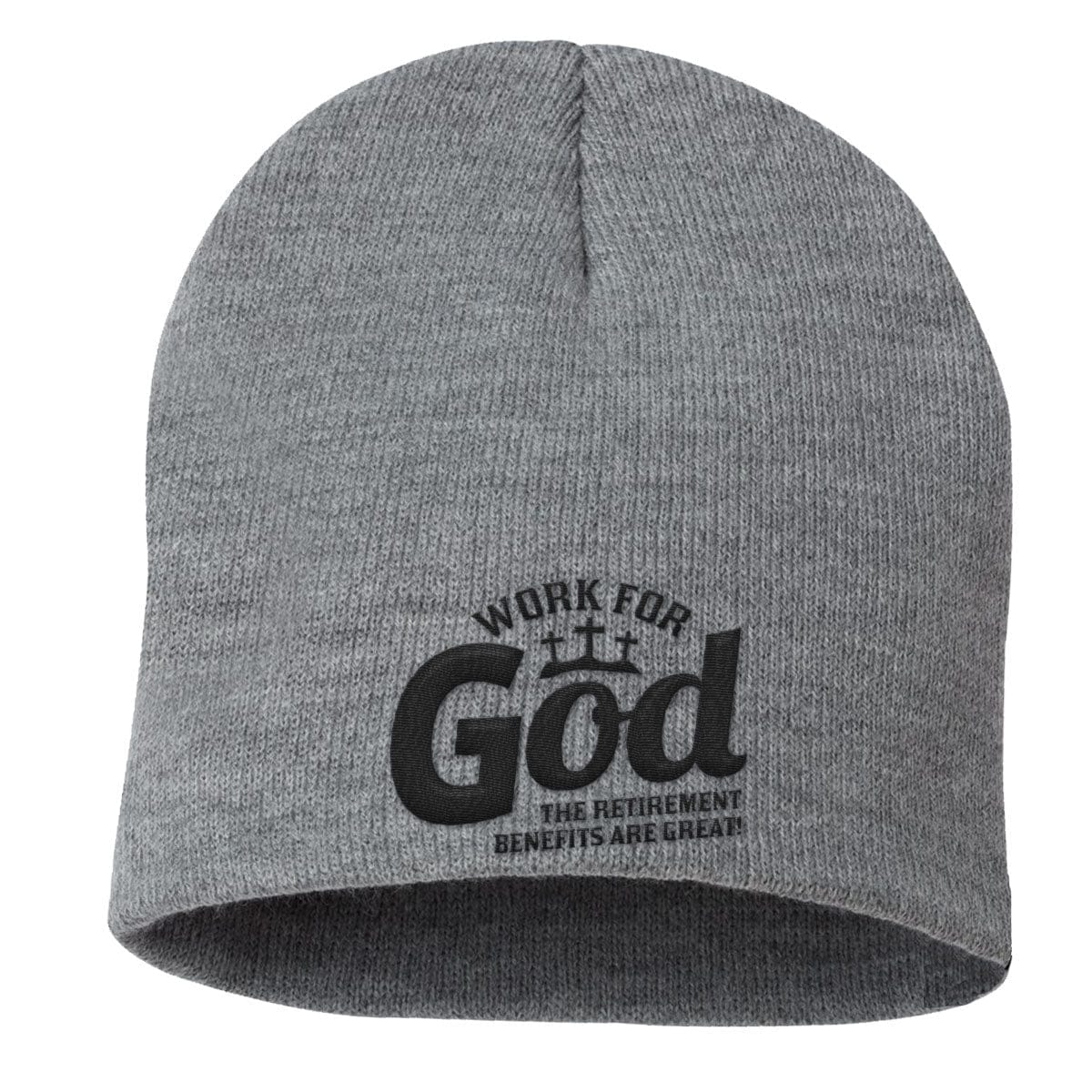 Our True God Hat Uncuffed Beanies / Heather Grey / One Size Work For God Beanies