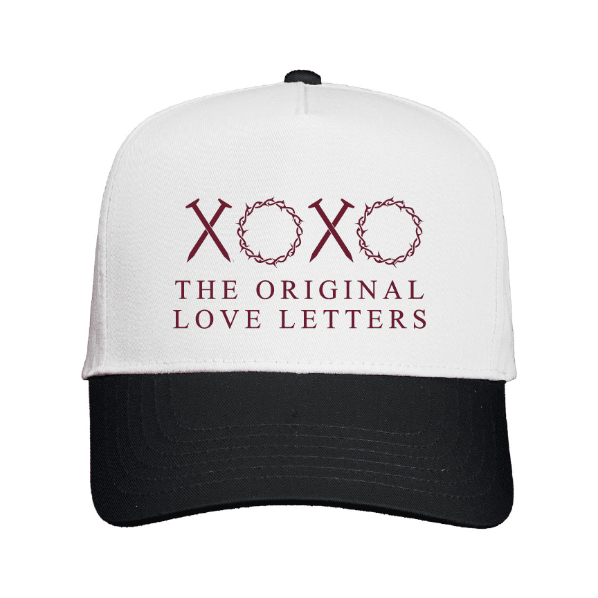 Our True God Hat Washed Classic Hat / White and Black / One Size The Original Love Letters Classic Tone Tone Hats