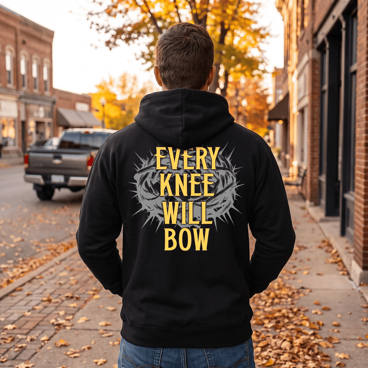 OurTrueGod Customs Apparel Every Knee Will Bow Hoodie