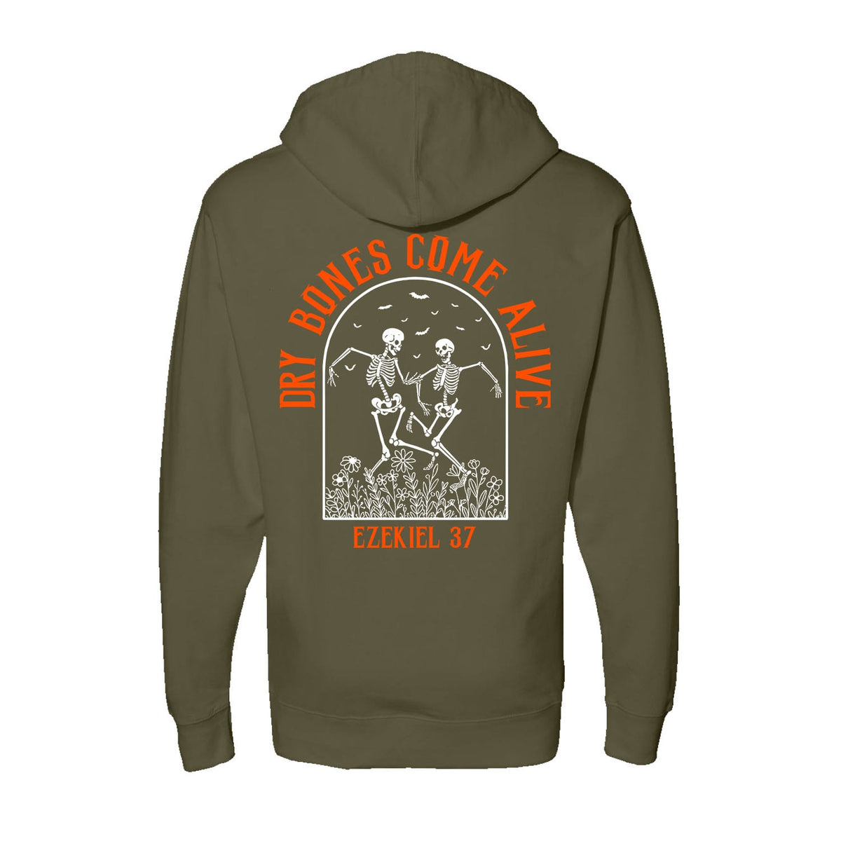 Dry Bones Come Alive Hoodie in Army