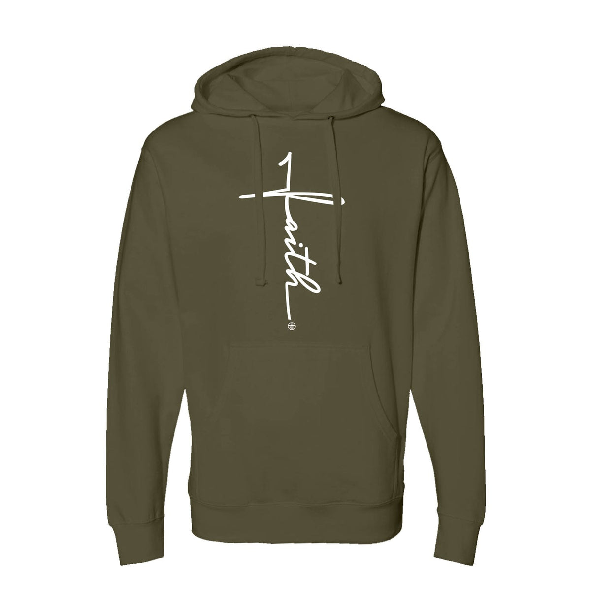 Faith Cross Hoodie in Army