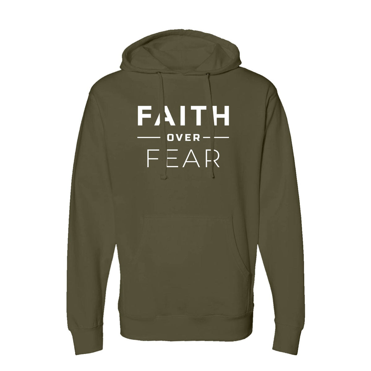 Faith Over Fear Hoodie in Army