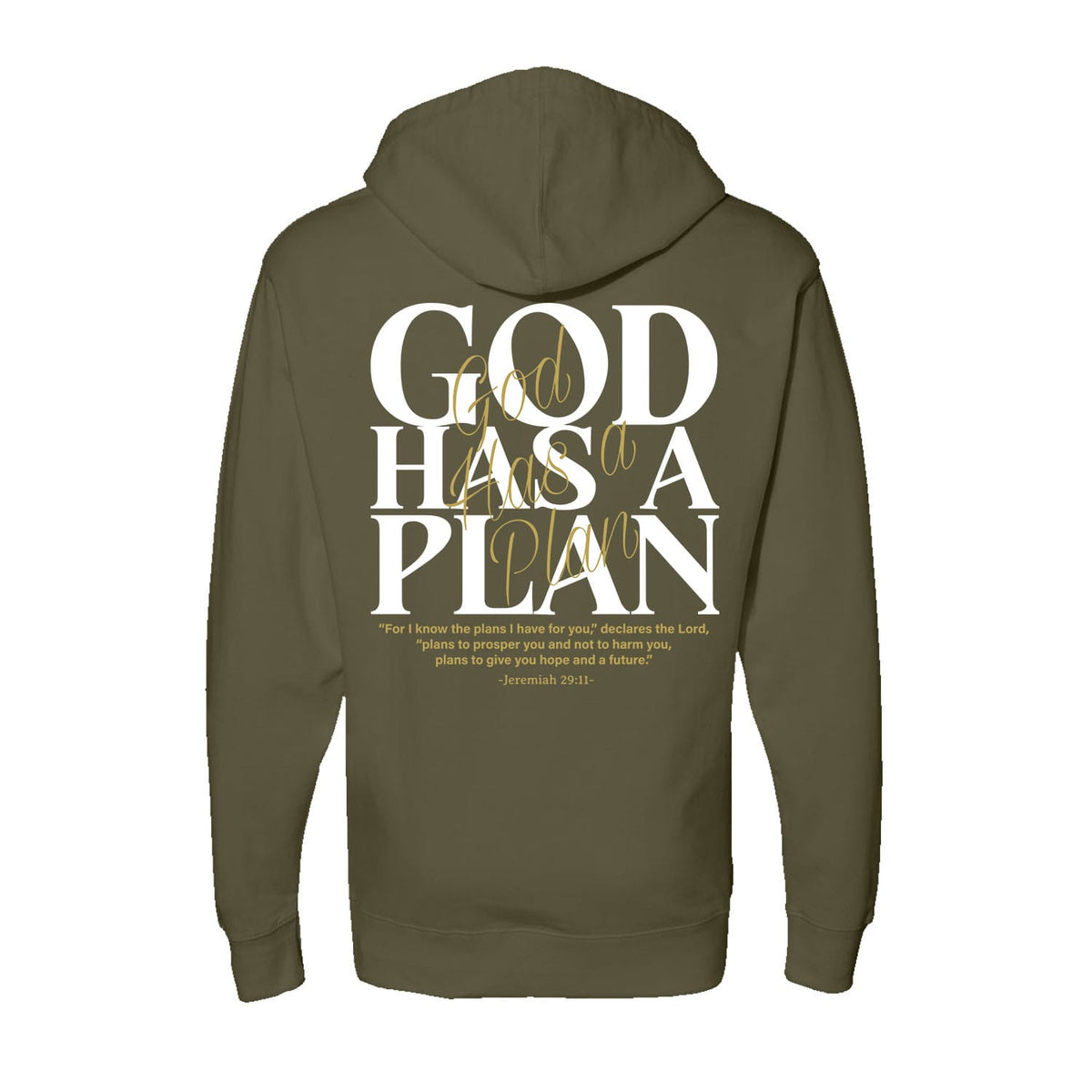 God Has A Plan Hoodie in Army