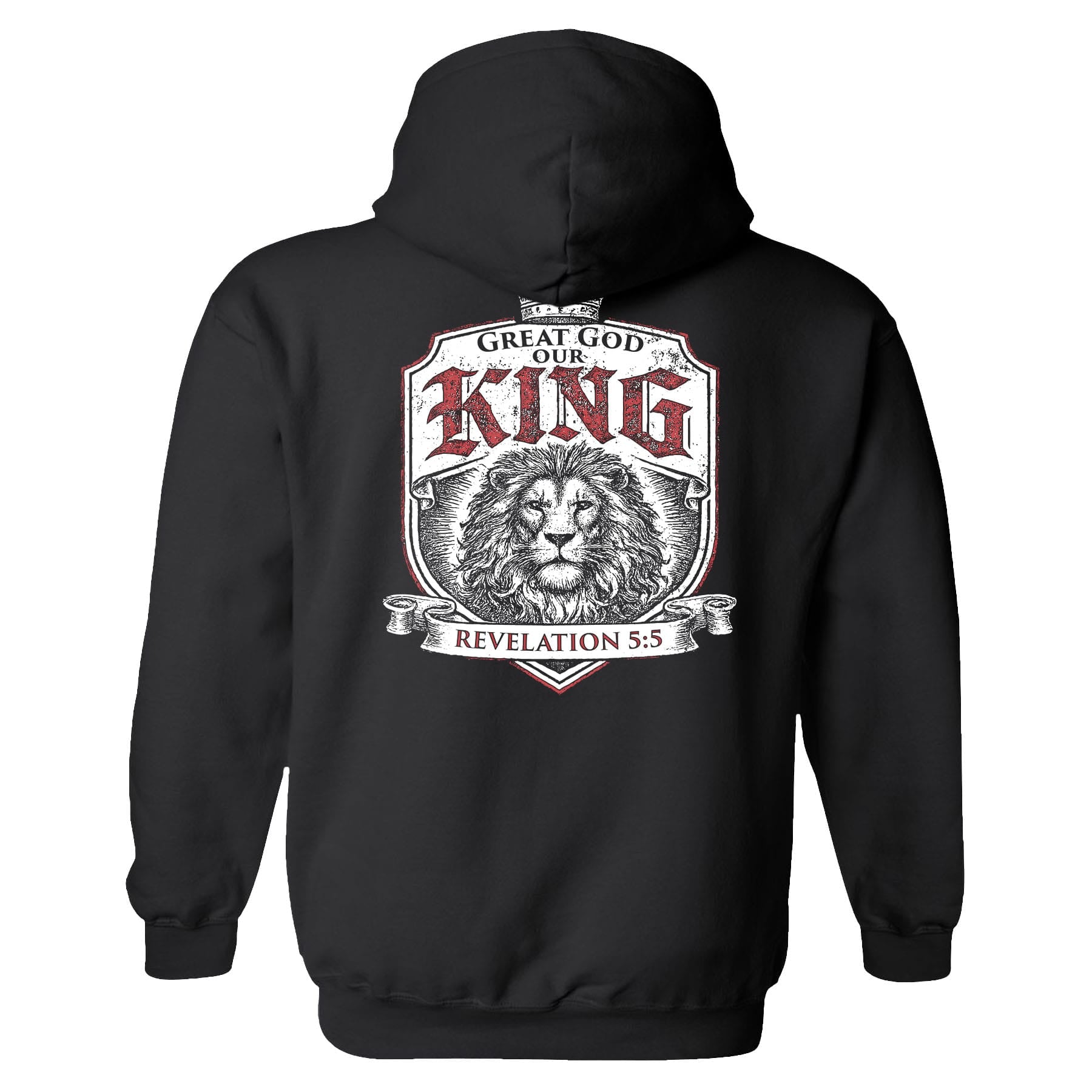 OurTrueGod Customs Apparel Hoodie / Black / S Great God our King - Revelation 5:5 Hoodie
