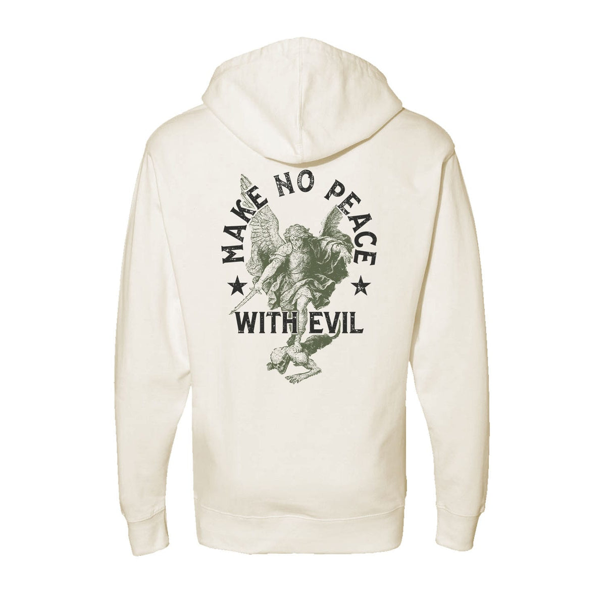 Make No Peace With Evil Hoodie in Bone