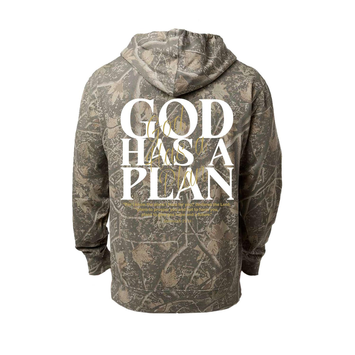 God Has A Plan Hoodie in Deadwood Tree Camo