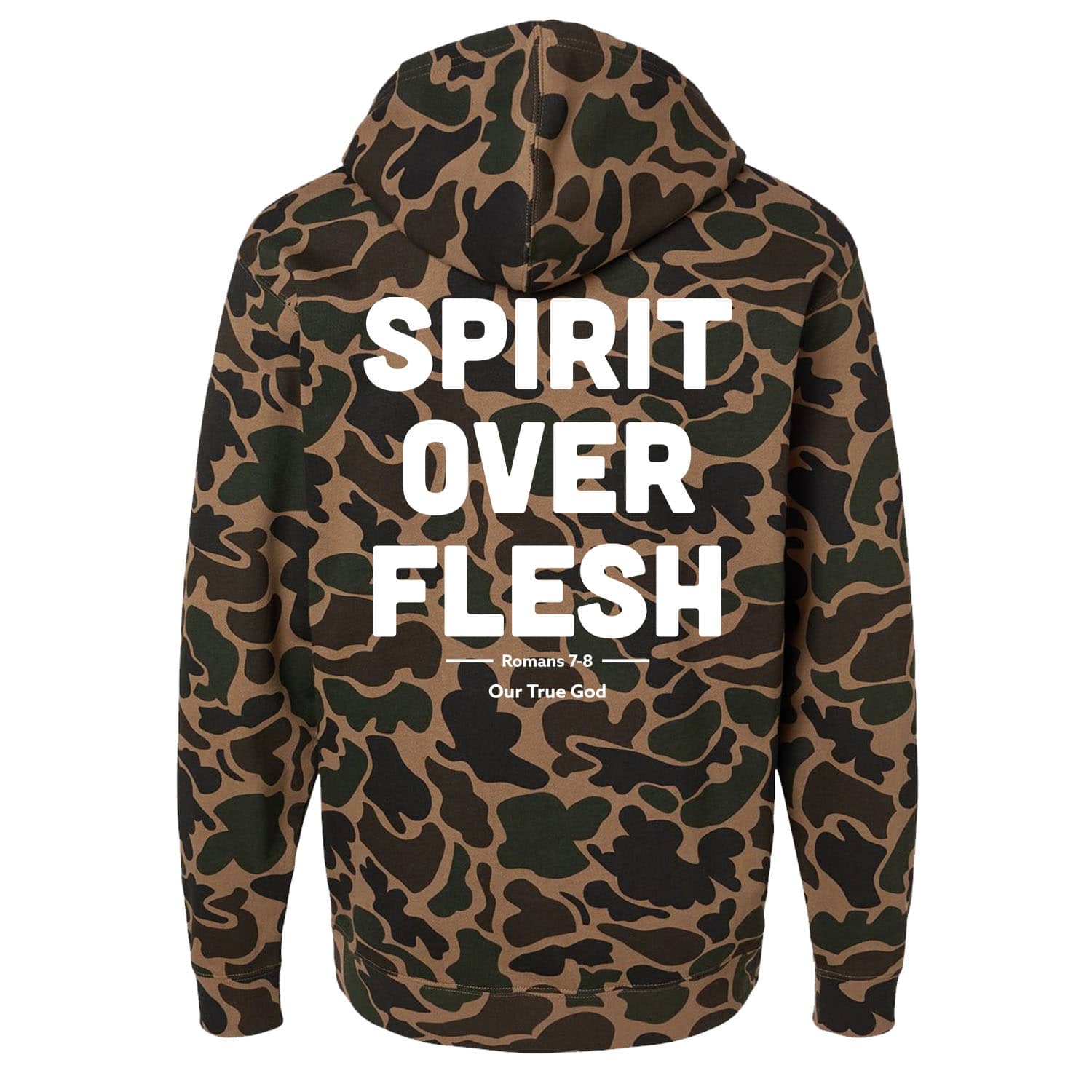 OurTrueGod Customs Apparel Hoodie / Duck Camo / S Romans 7: Spirit Over Flesh Hoodie