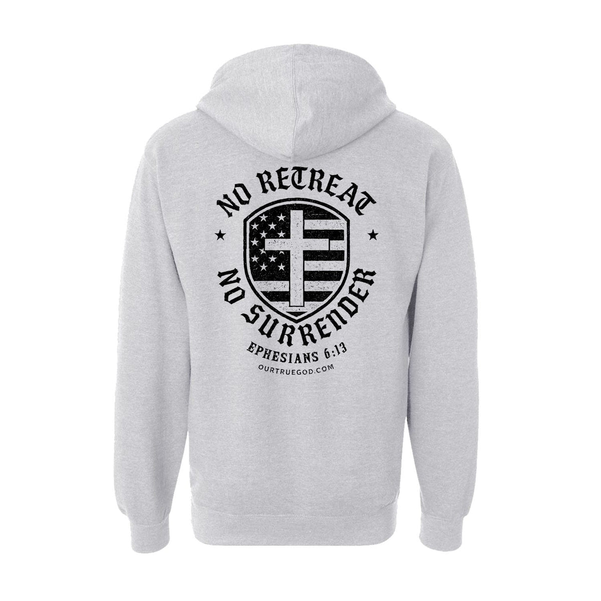 No Retreat Hoodie in Grey Heather