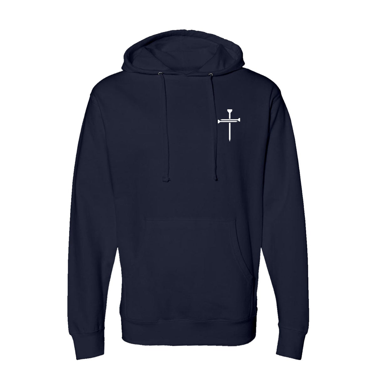 OurTrueGod Customs Apparel Hoodie / Navy / S Nail Cross Left Chest Hoodie