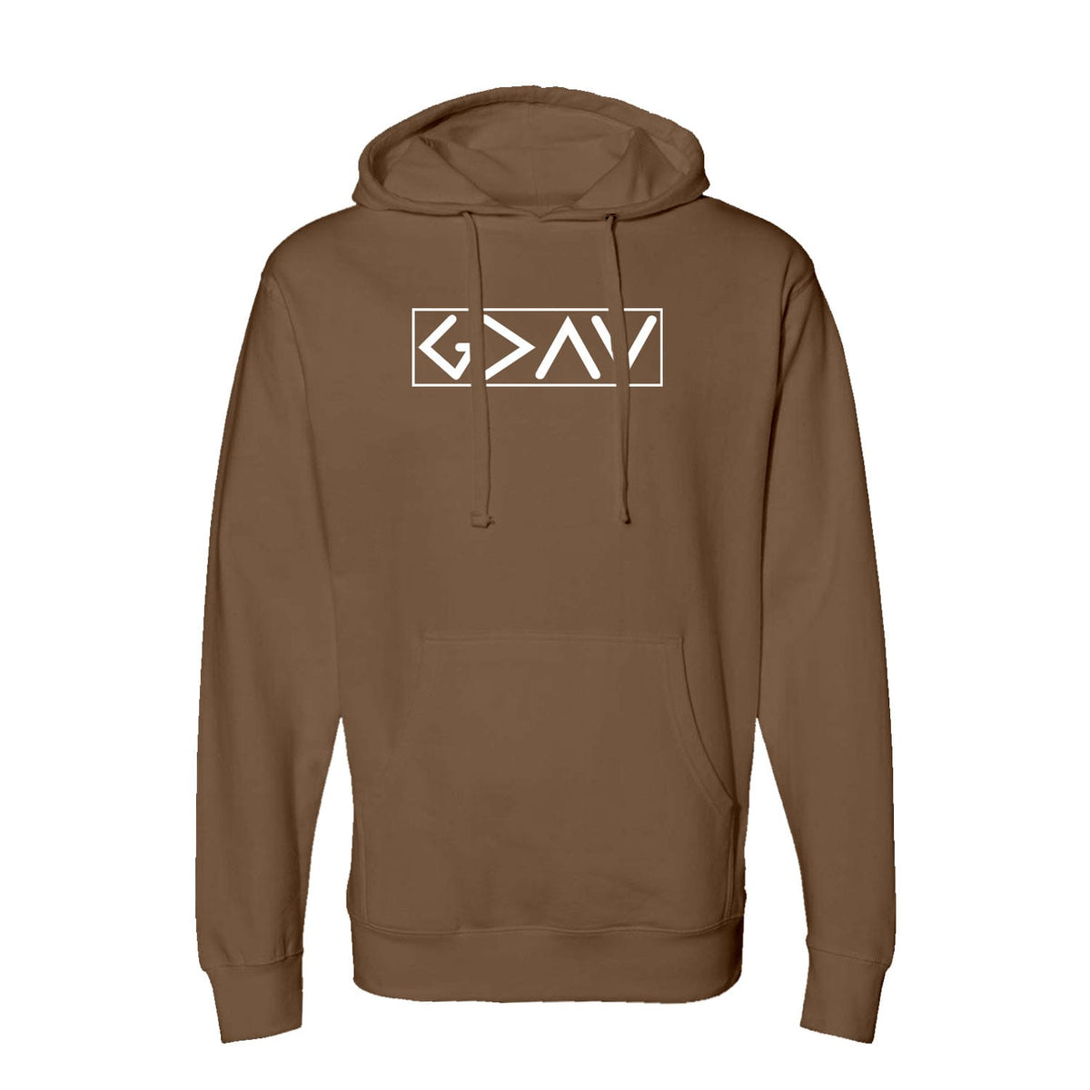 God is Greater than the High and Lows Hoodie in Saddle
