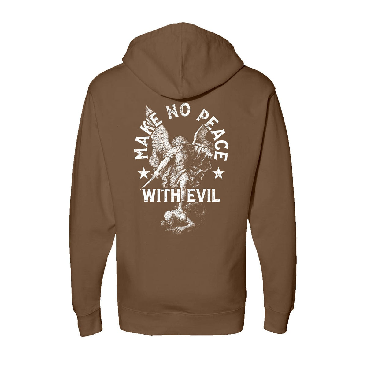 Make No Peace With Evil Hoodie in Saddle