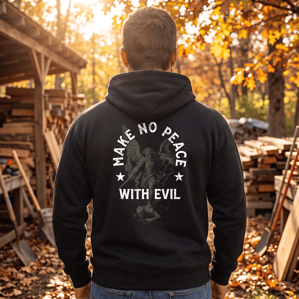OurTrueGod Customs Apparel Make No Peace With Evil Hoodie