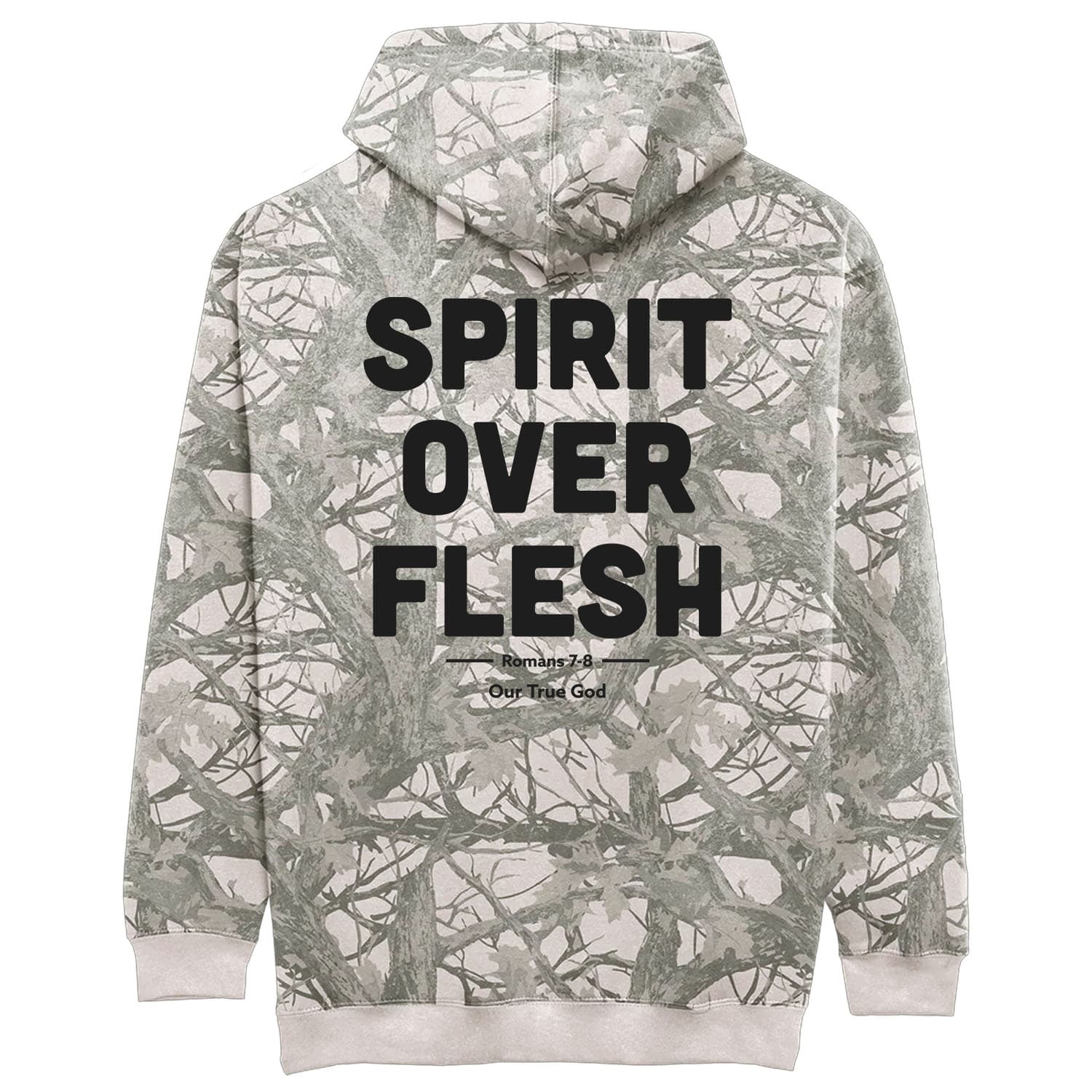 OurTrueGod Customs Apparel S Romans 7: Spirit Over Flesh Camo Hoodie