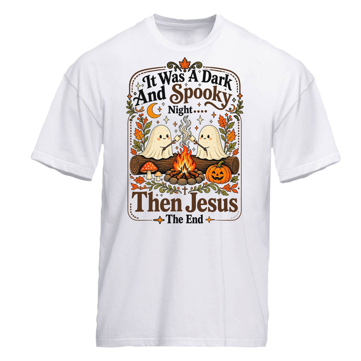 OurTrueGod Customs Apparel T-Shirt / White / S It Was A Dark And Spooky Night Heavyweight Tee