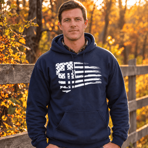 OurTrueGod Customs Apparel Tattered Flag Cross Hoodie