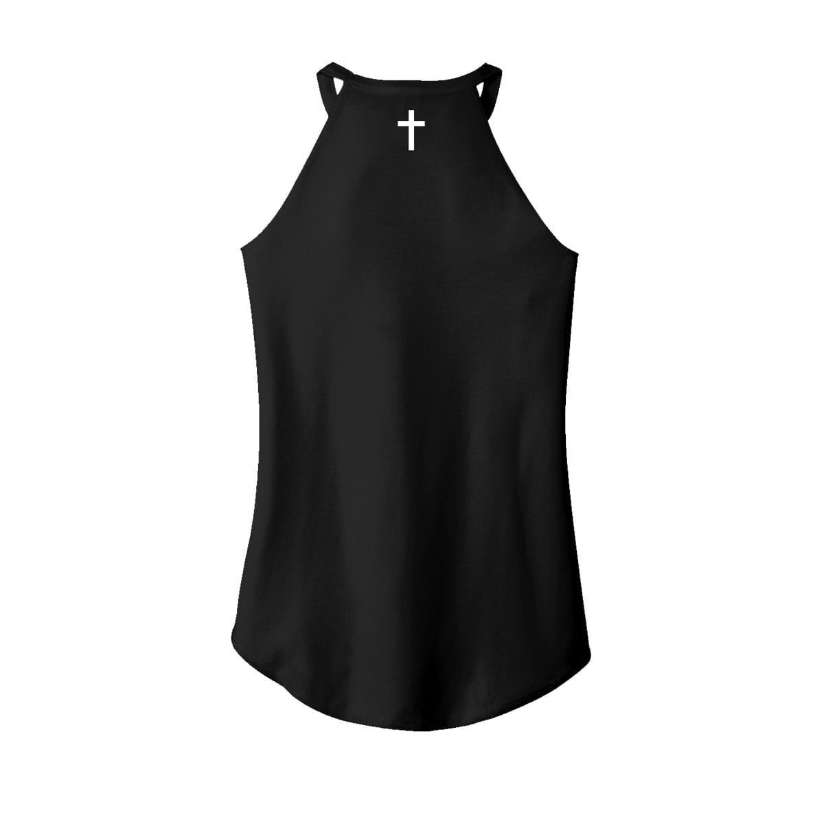 OurTrueGod Customs Apparel Women's Rocker Tank / Black / XS Cross Rocker Tank (Back)