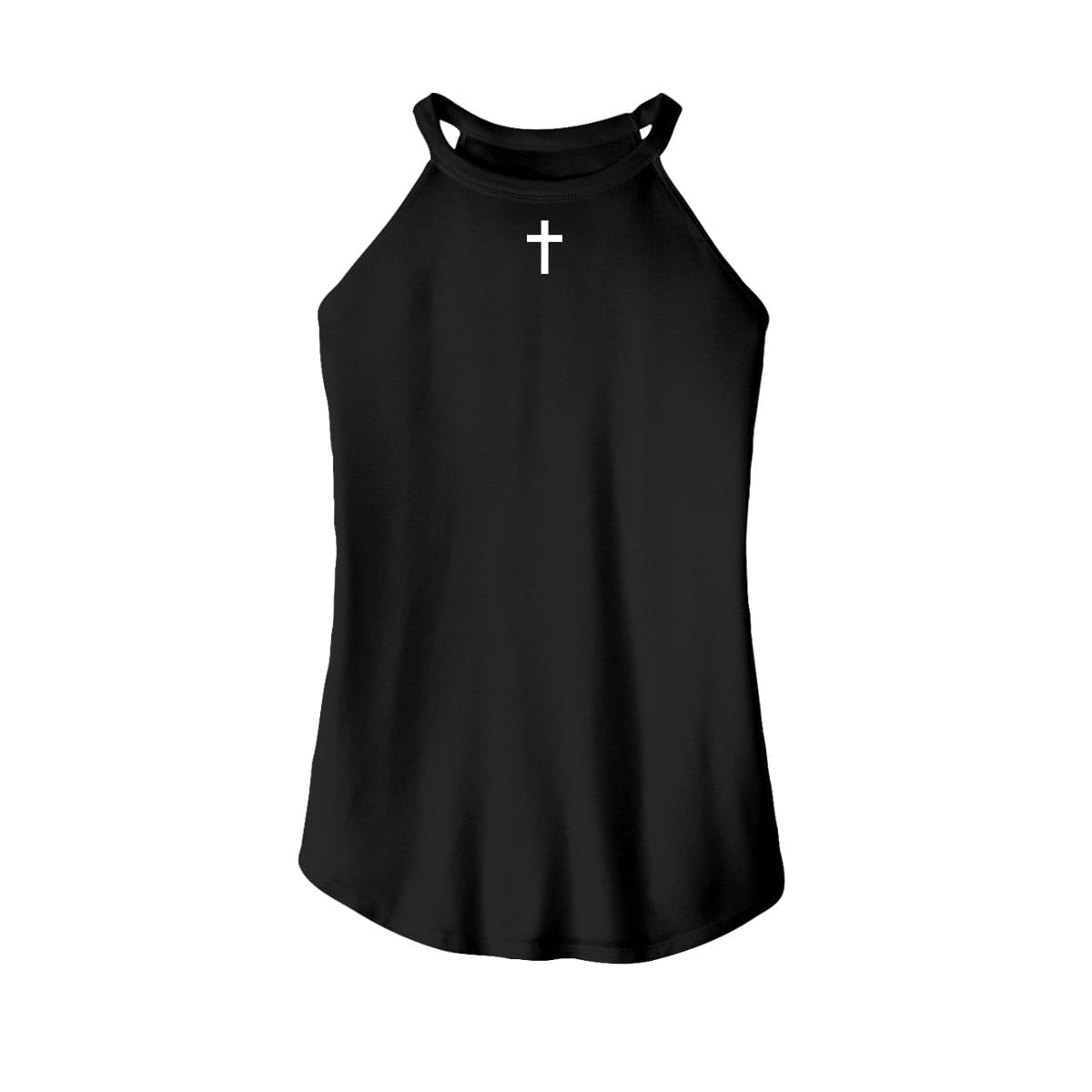 OurTrueGod Customs Apparel Women's Rocker Tank / Black / XS Cross Rocker Tank (Front)
