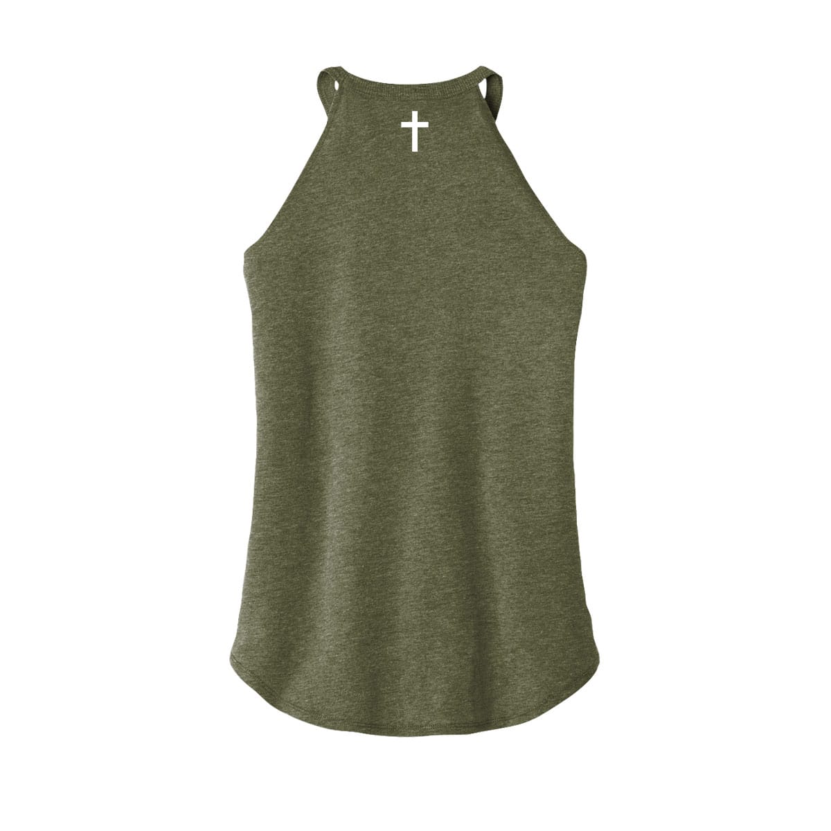 OurTrueGod Customs Apparel Women's Rocker Tank / Military Green / XS Cross Rocker Tank (Back)