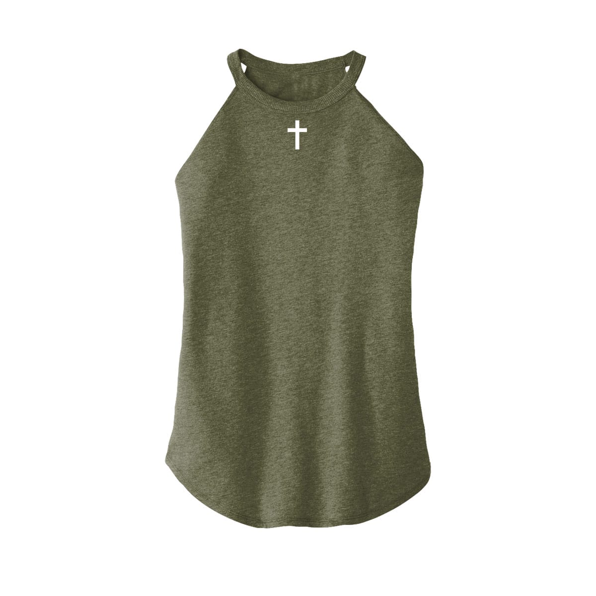 OurTrueGod Customs Apparel Women's Rocker Tank / Military Green / XS Cross Rocker Tank (Front)