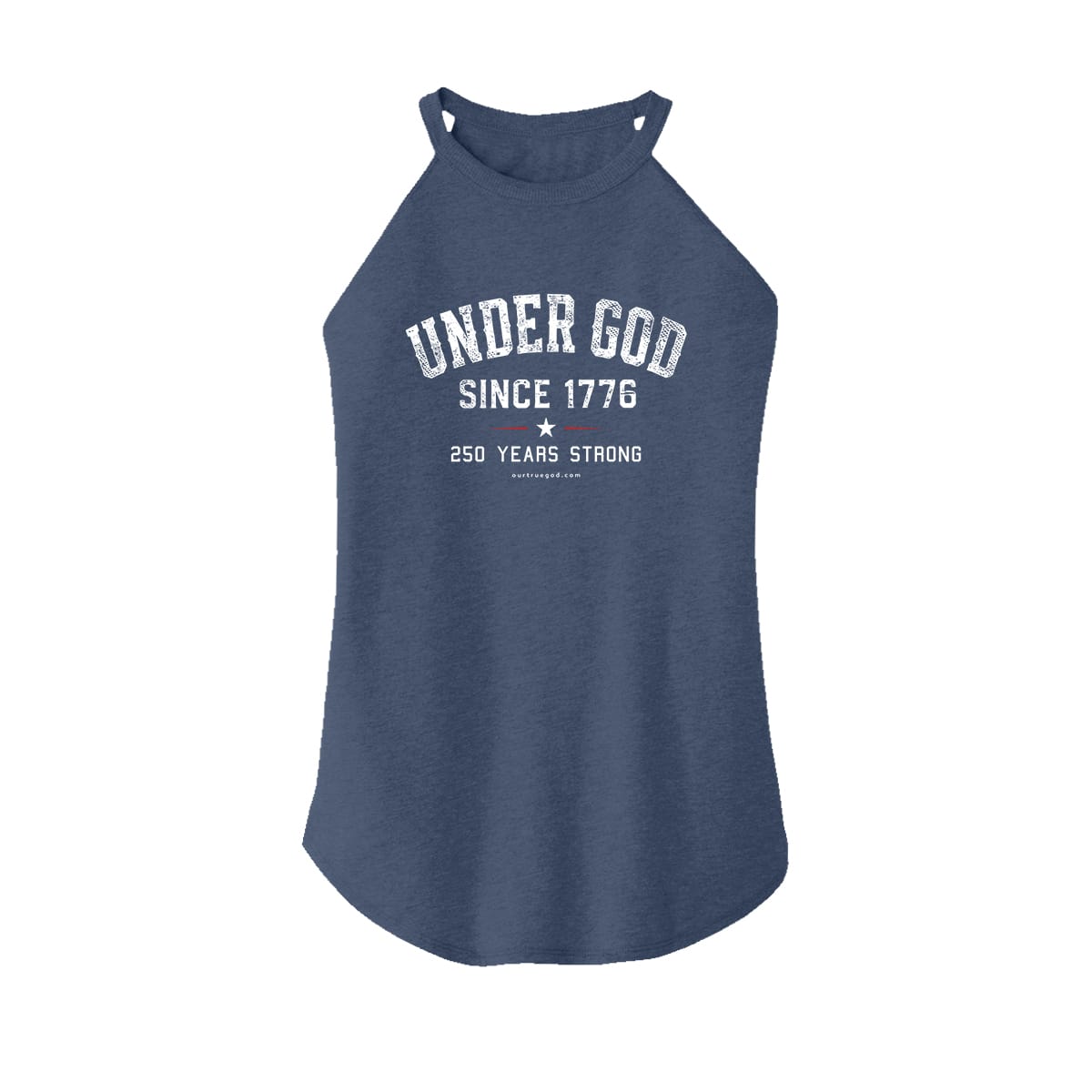 OurTrueGod Customs Apparel Women's Rocker Tank / Navy Frost / XS Under God Since 1776 - 250 Years Strong Rocker Tank (Front)