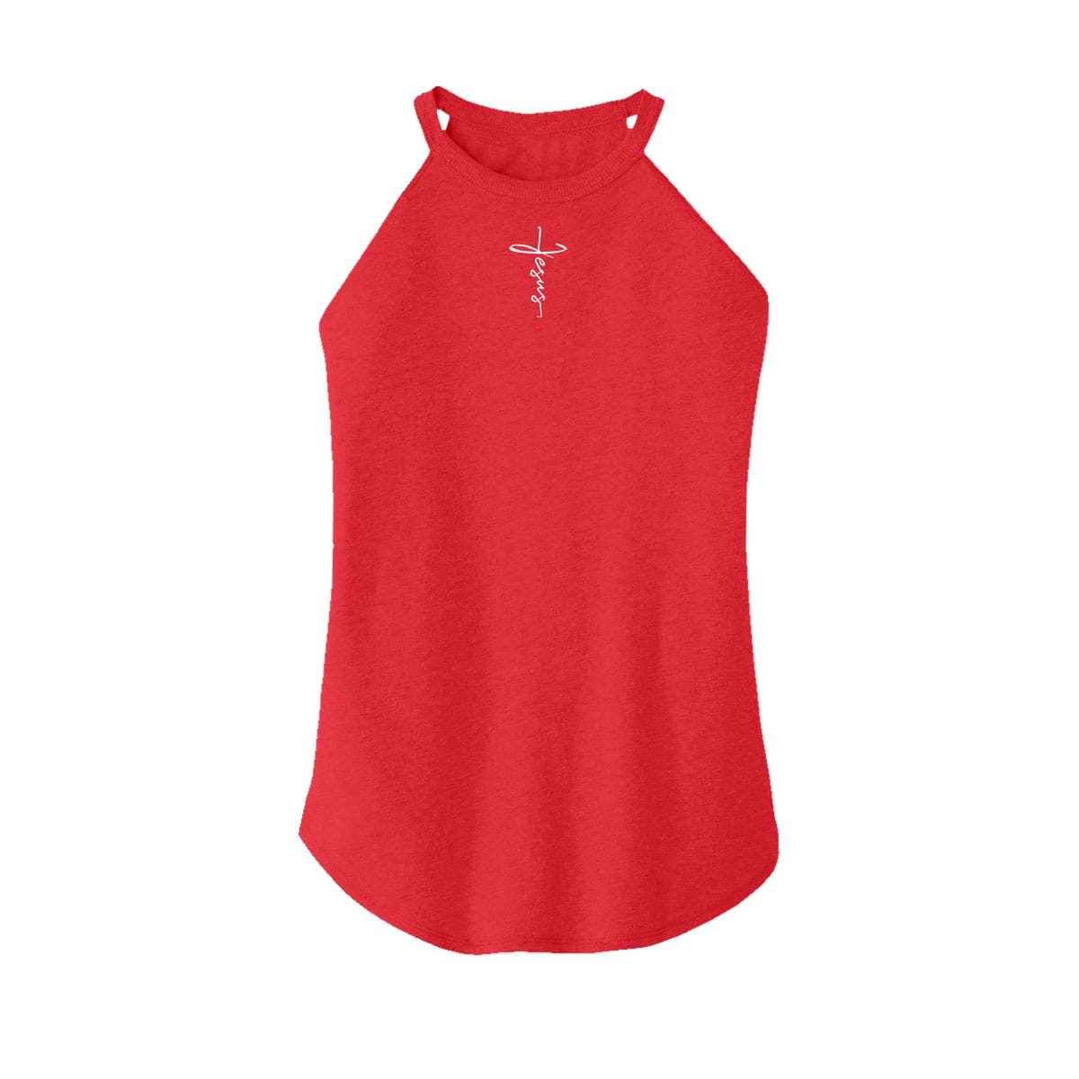 OurTrueGod Customs Apparel Women's Rocker Tank / Red Frost / XS Jesus Cross Rocker Tank (Front)