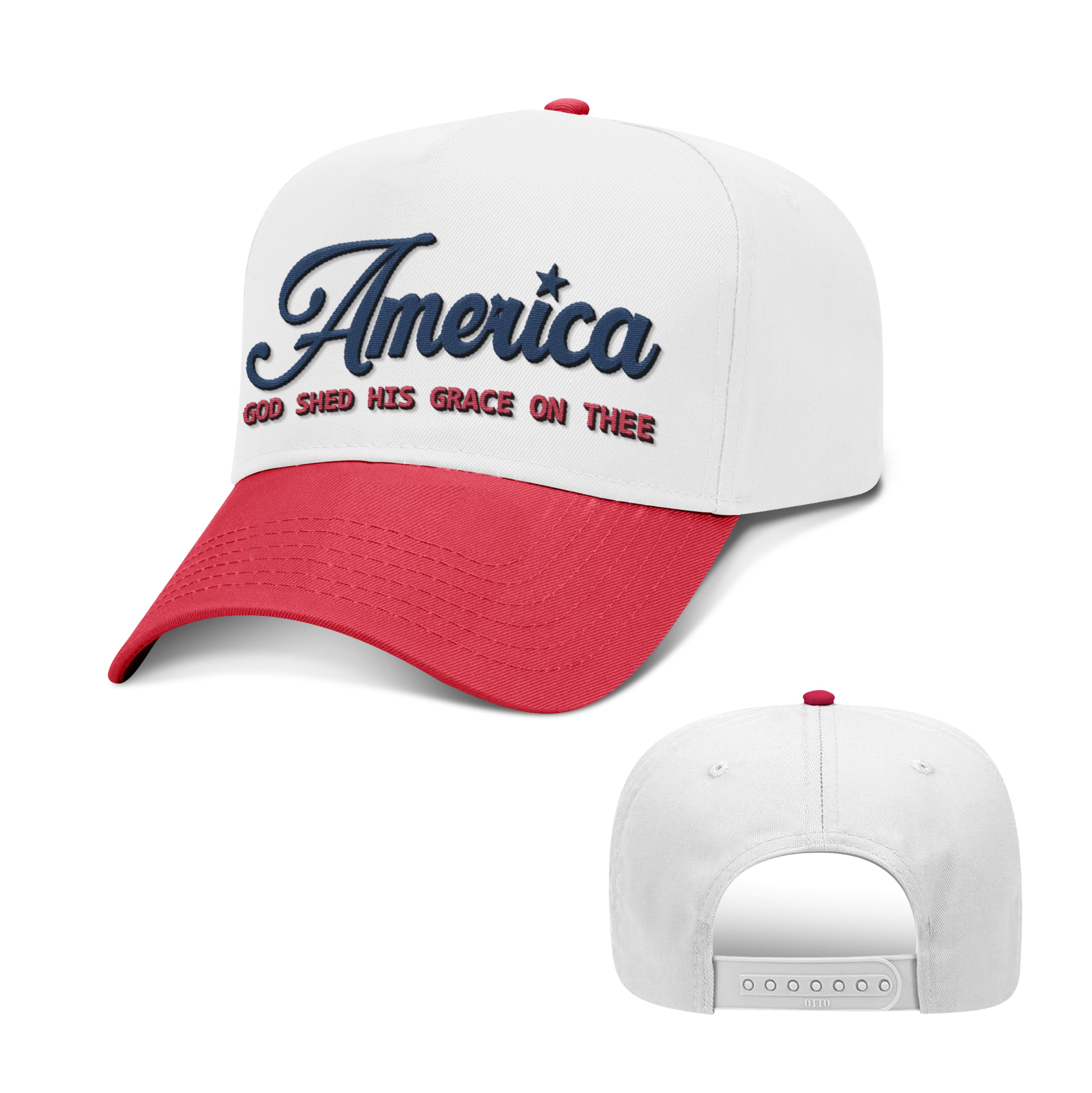 OurTrueGod Customs Hat Baseball / Red and White / One Size America God Shed His Grace On Thee Two Tone Hats