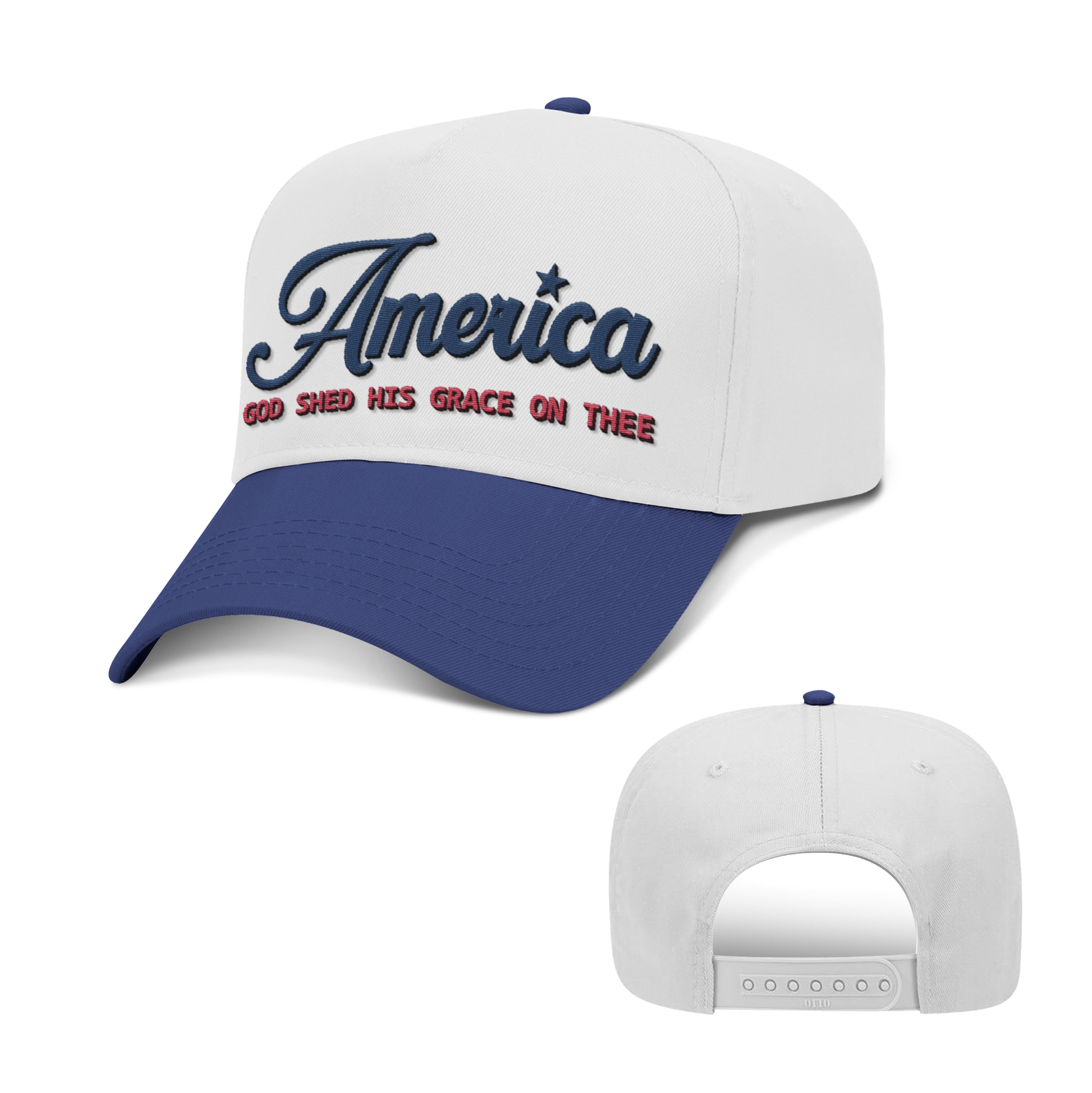 OurTrueGod Customs Hat Baseball / Royal Blue and White / One Size America God Shed His Grace On Thee Two Tone Hats