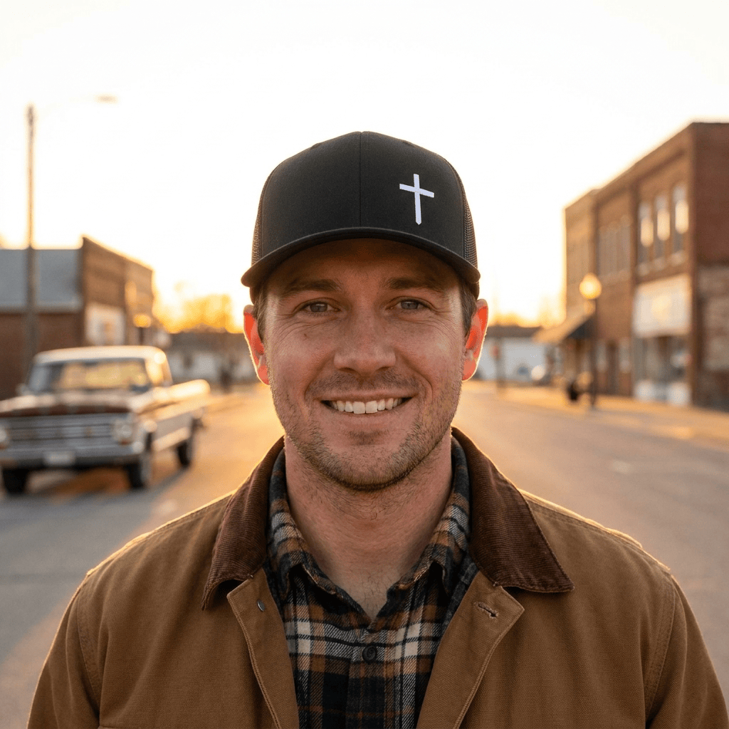 OurTrueGod Customs Hat Cross Lower-Left Embroidered Hat