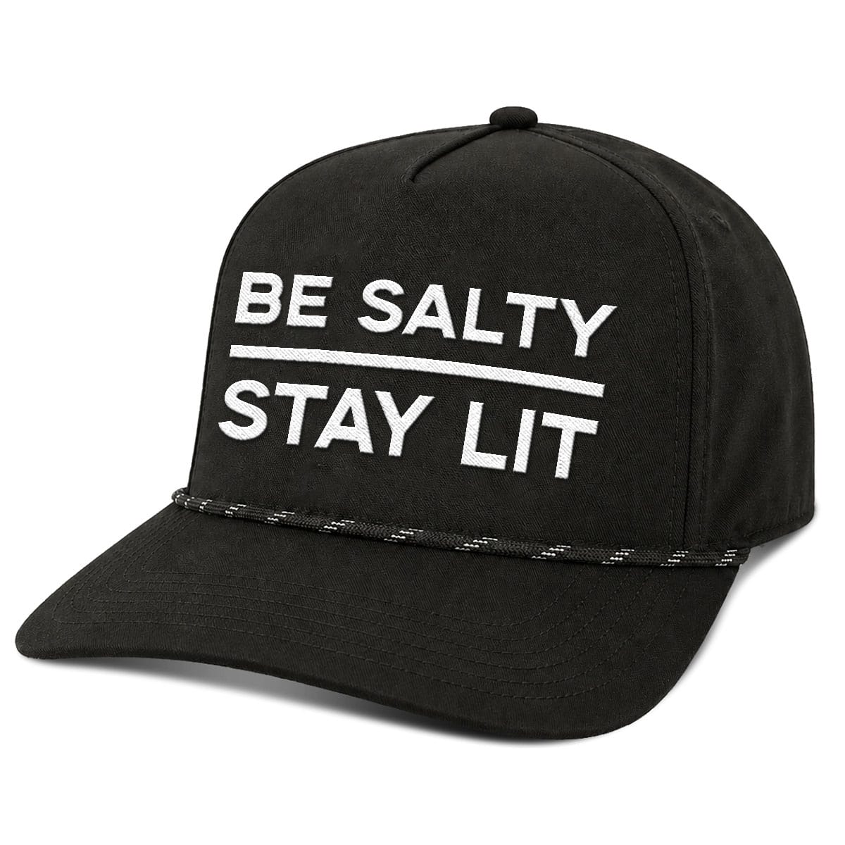 OurTrueGod Customs Hat Five Panel Classic / Black / One Size Be Salty Stay Lit Rope Hats