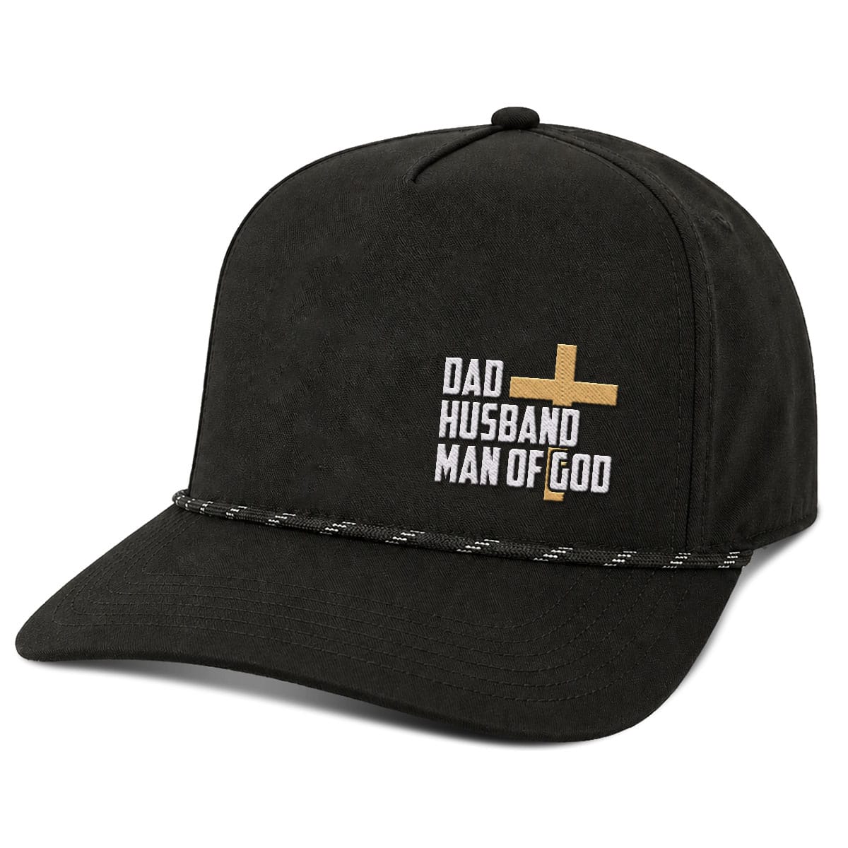 OurTrueGod Customs Hat Five Panel Classic / Black / One Size Dad, Husband, Man of God Rope Hats