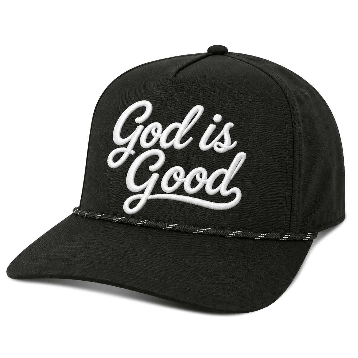 OurTrueGod Customs Hat Five Panel Classic / Black / One Size God is Good Rope Hats