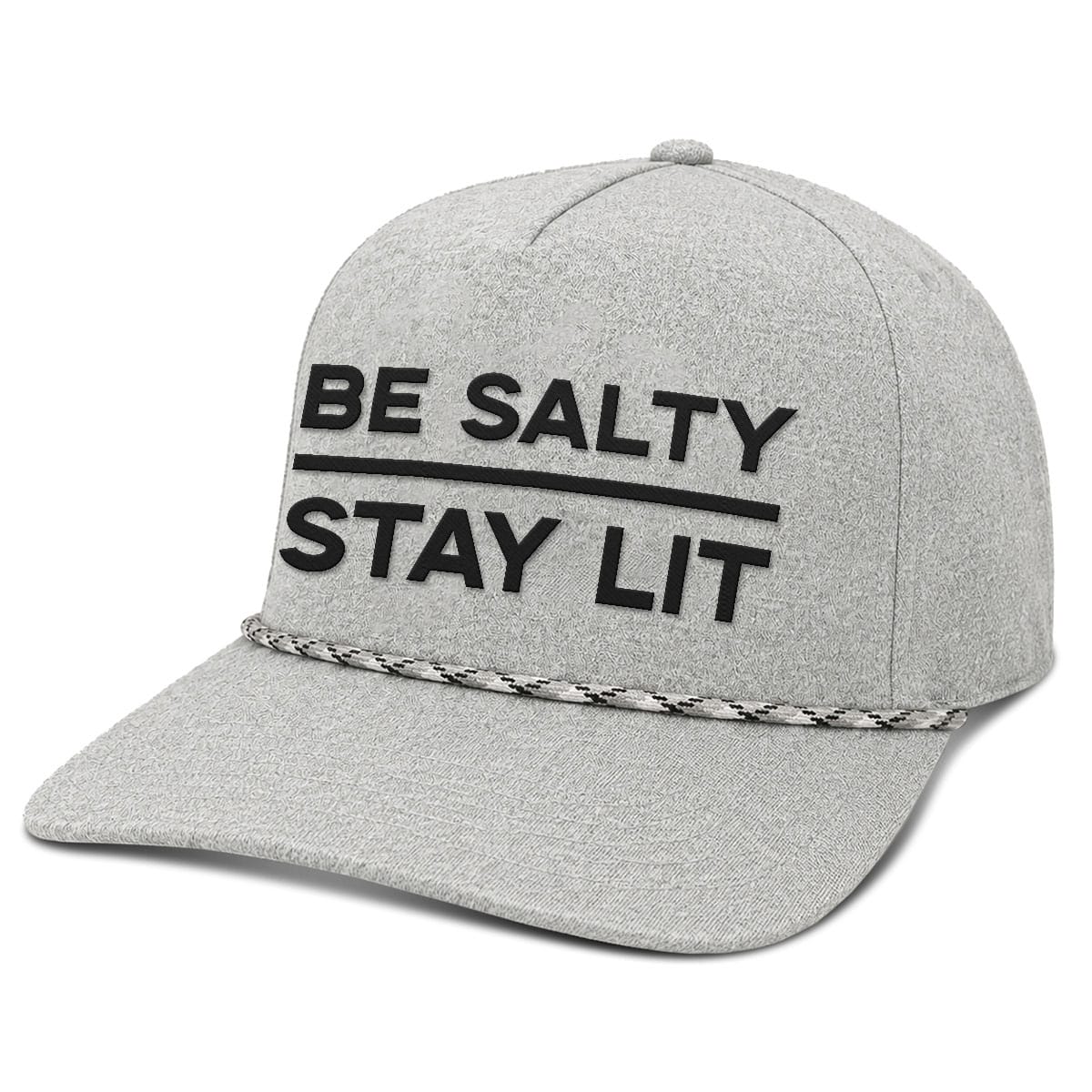 OurTrueGod Customs Hat Five Panel Classic / Heather Grey / One Size Be Salty Stay Lit Rope Hats