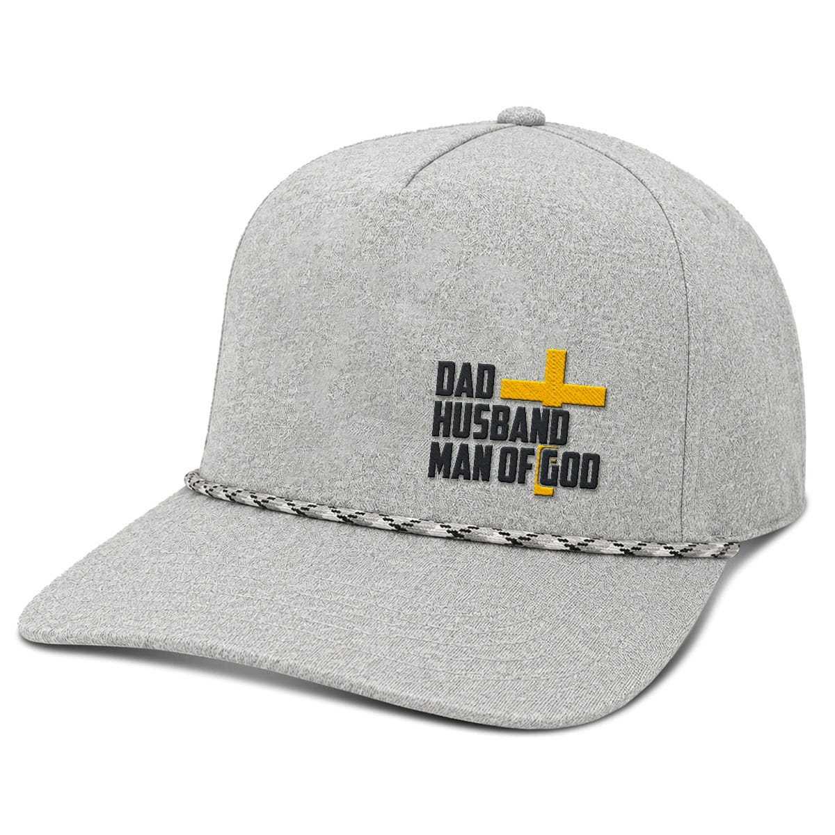 OurTrueGod Customs Hat Five Panel Classic / Heather Grey / One Size Dad, Husband, Man of God Rope Hats