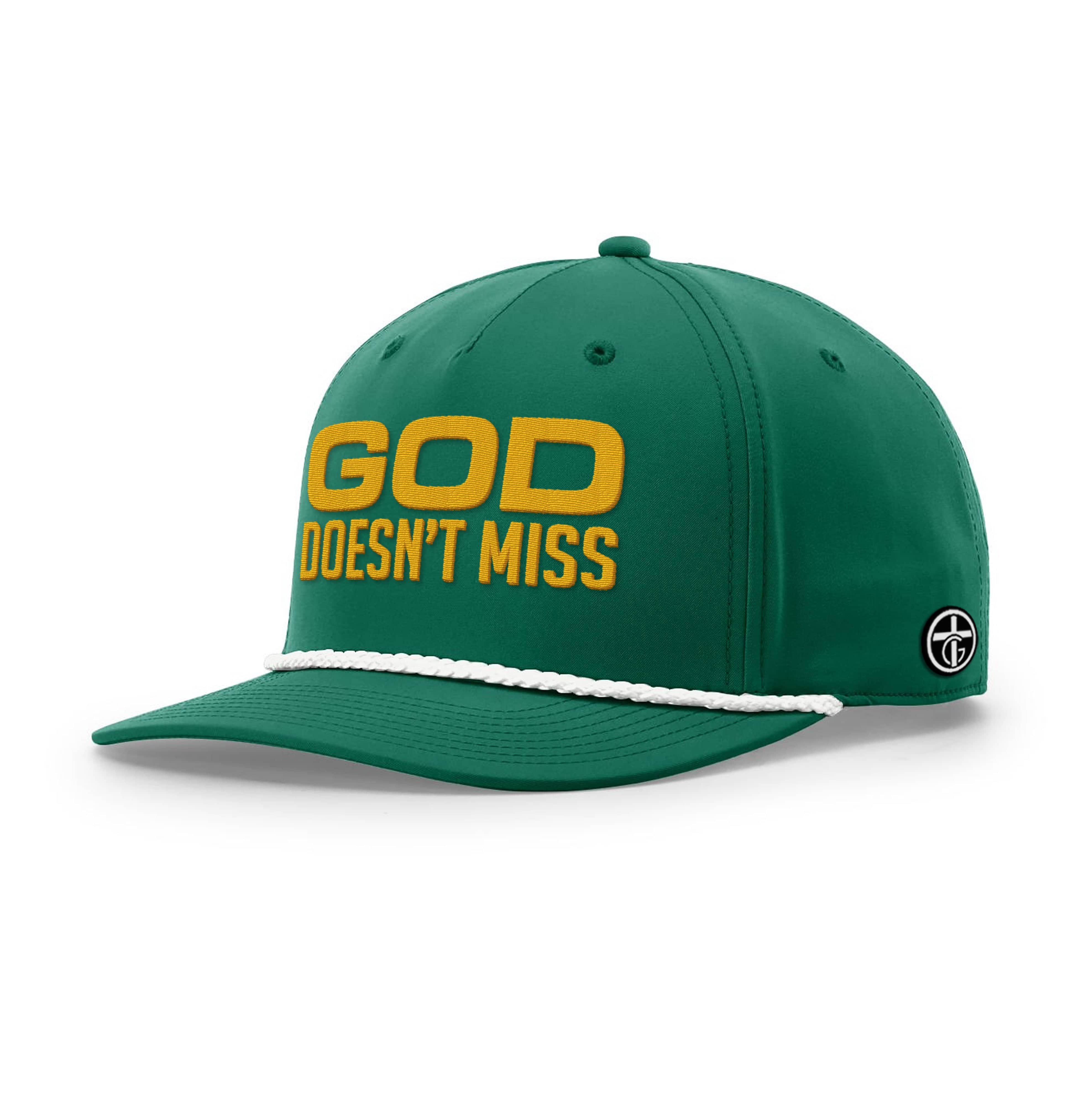 OurTrueGod Customs Hat Five Panel Classic / Kelly and White / One Size God Doesn't Miss Rope Hats